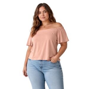 Love Letter Collection Blouse Women's Large Pink Off The Shoulder  Short Sleeve